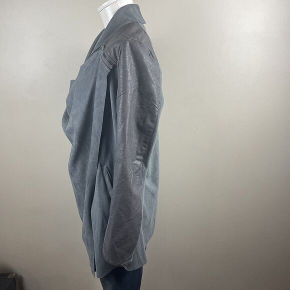 Anthropologie BlankNYC Size Small Gray Draped Faux Suede And Zip Leather Jacket - Picture 7 of 12